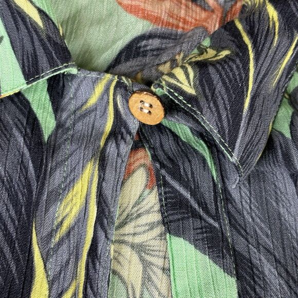 Speedo Swim Beach Cover‎ Up Womens Large Green Aquatic Floral Print Open Front - Picture 5 of 12